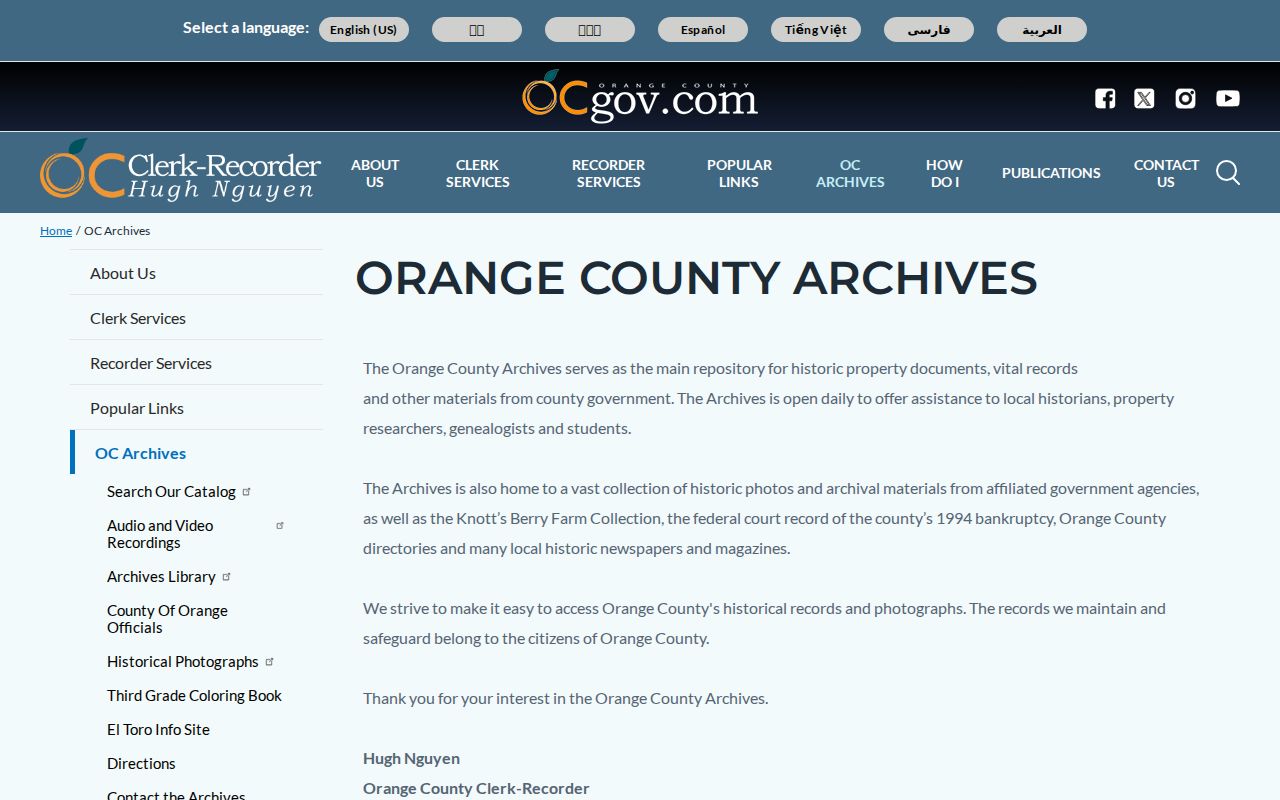 Costa Mesa people search Orange County Archives historical records