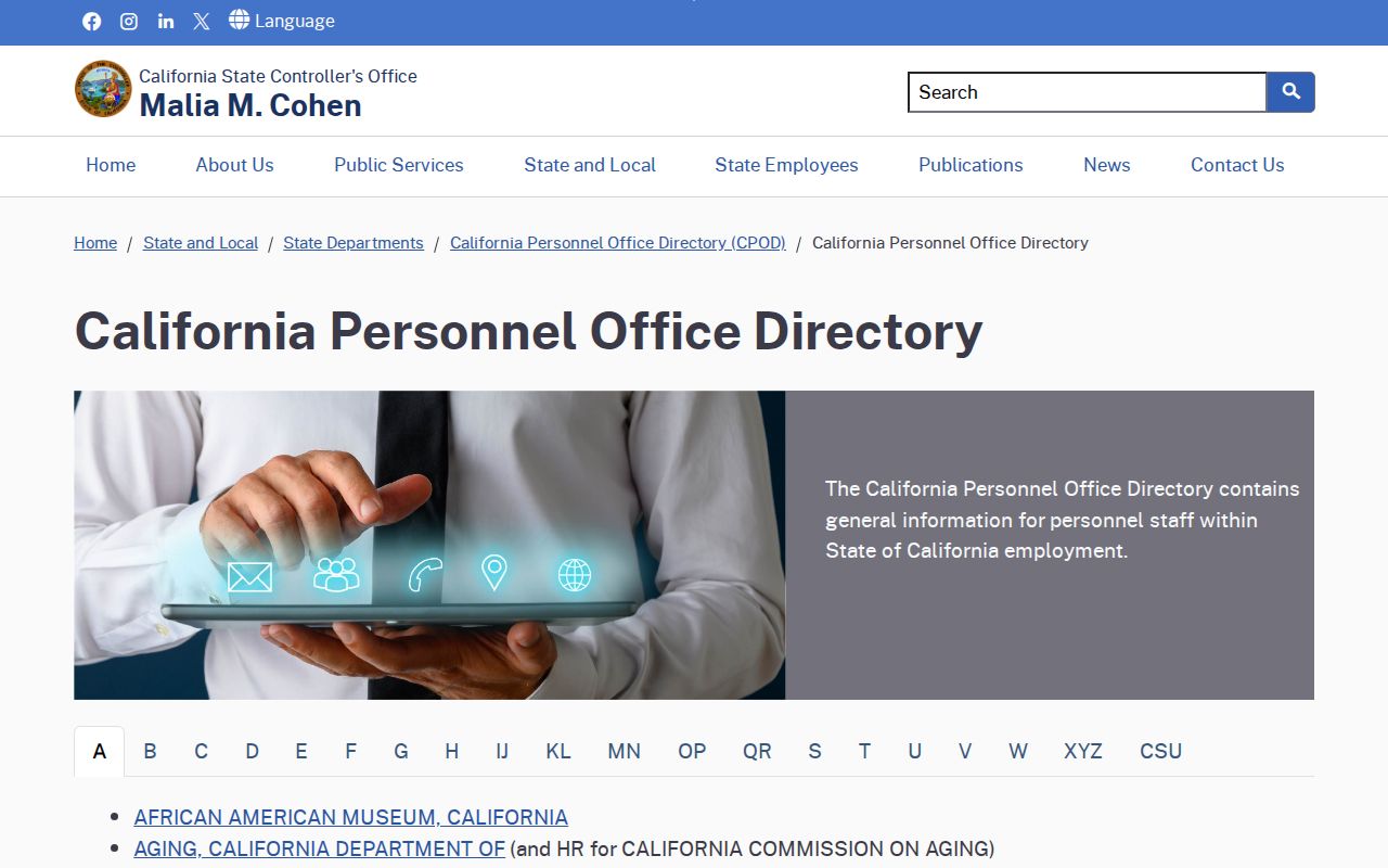 Costa Mesa people directories California Personnel Office Directory
