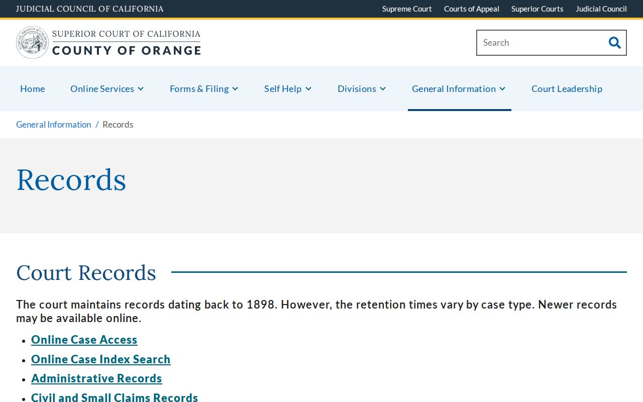 Costa Mesa public records Orange County Superior Court records information